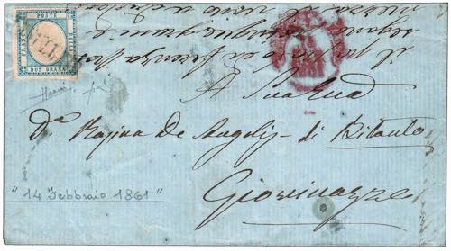 1861 -  2 gr. azzurro (20b) su ... 